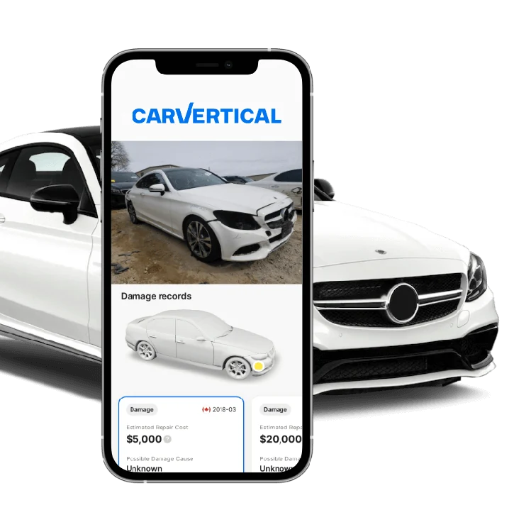 Ilustracija carVertical izvješća o oštećenjima i automobila